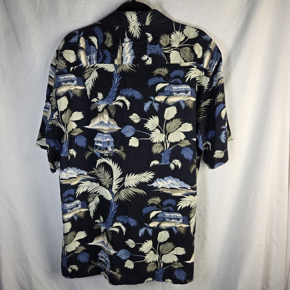 Vintage Campia Moda Men Medium Navy Tropical Floral Rayon Short Sleeve Shirt - Picture 3 of 7